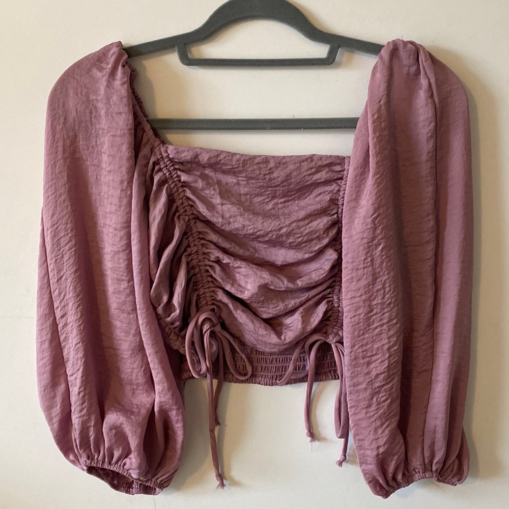 Purple satin a line crop top